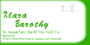 klara barothy business card